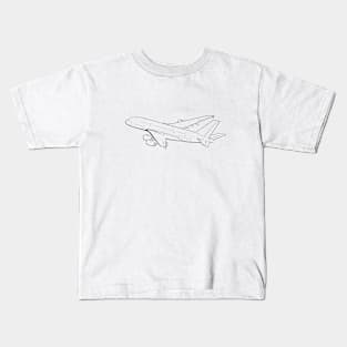 Airbus A380 airliner line art Kids T-Shirt